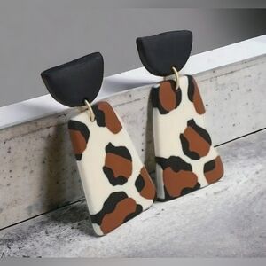 Womens Boho Animal Print Geometric Dangle Earrings